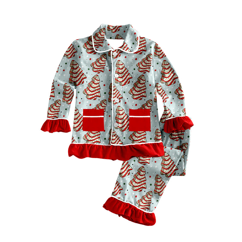preorder GLP1759 Christmas tis the season cake long sleeve pants girls pajamas