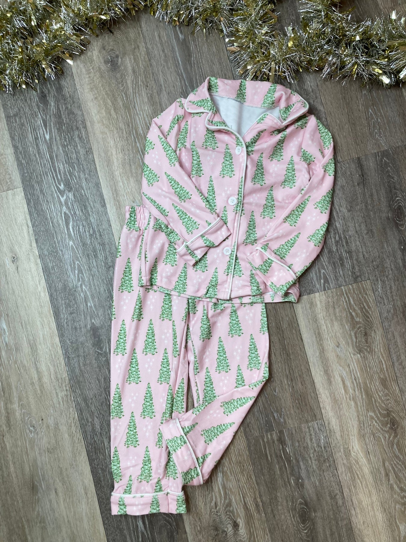 preorder GLP1775 Christmas green pink long sleeve pants girls pajamas