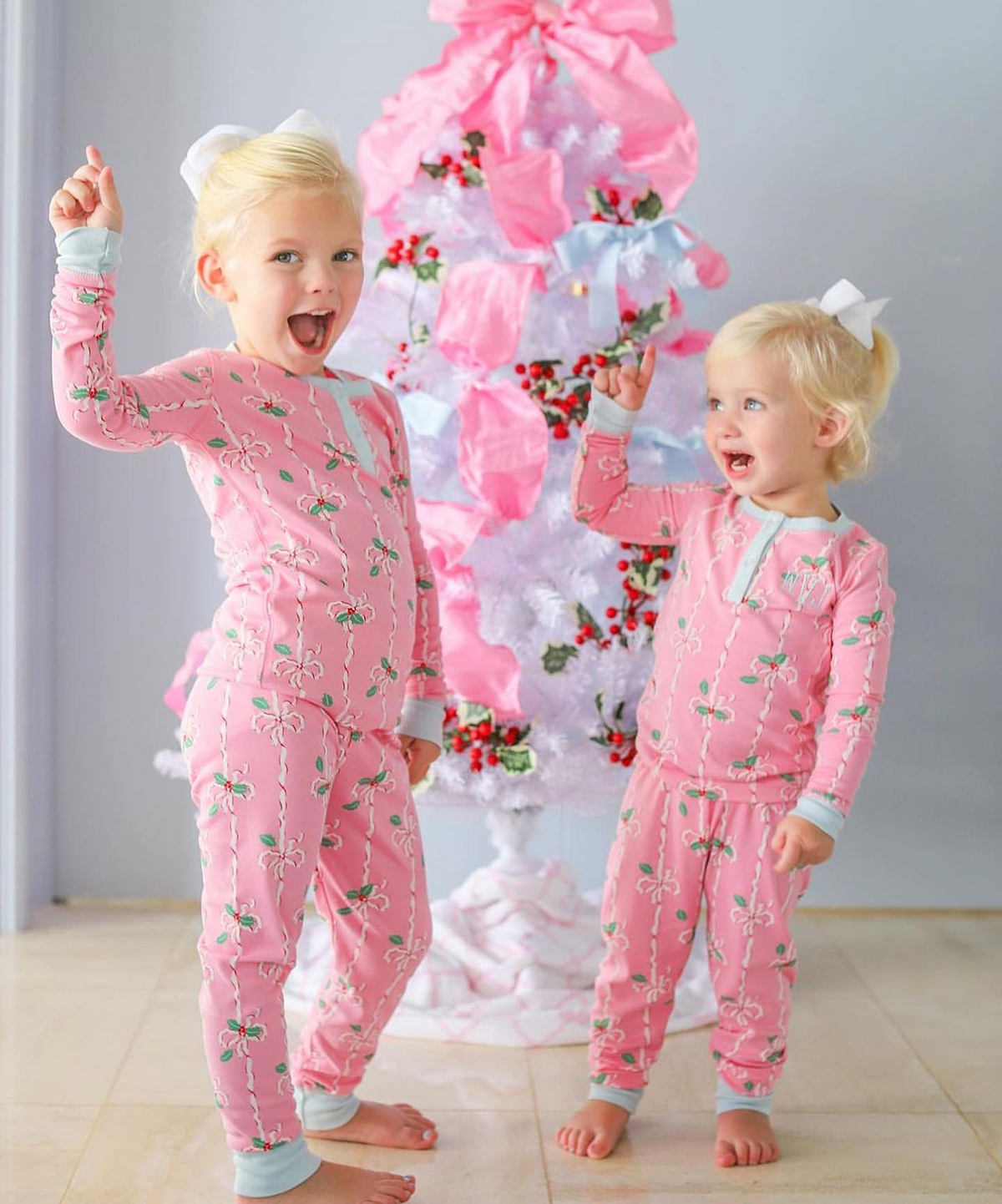preorder GLP1924 Christmas pink bows gingerbread house long sleeve pants girls set
