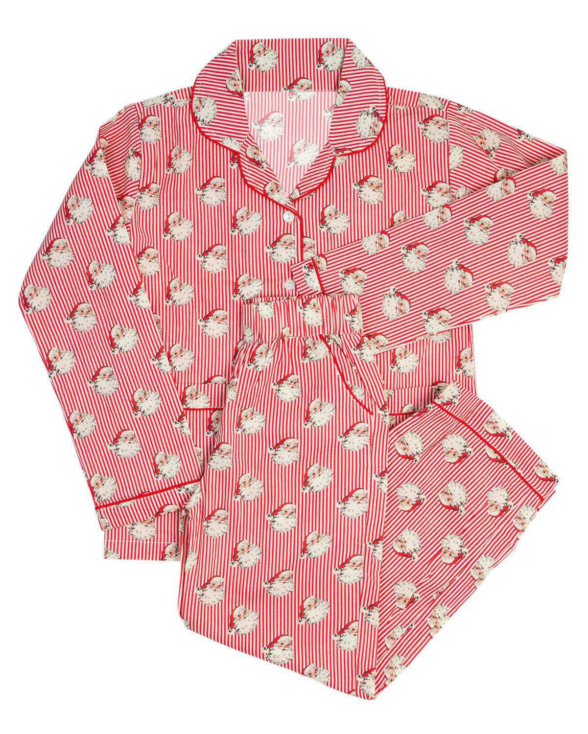 preorder GLP1937 Christmas Santa red striped long sleeve pants girls pajamas