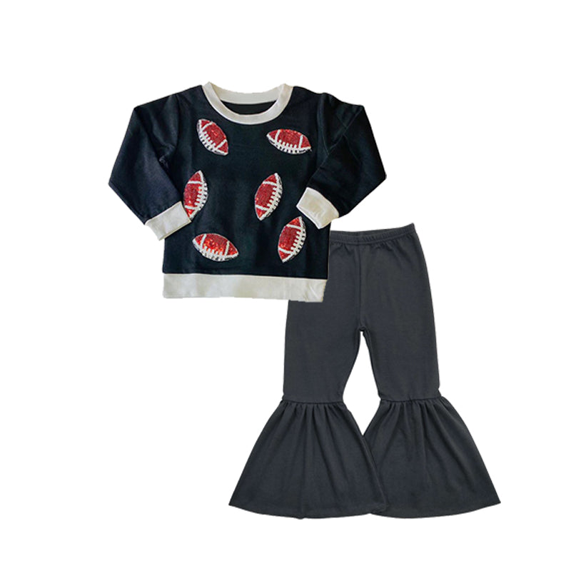 preorder GLP1971 football black long sleeve black pants girls set
