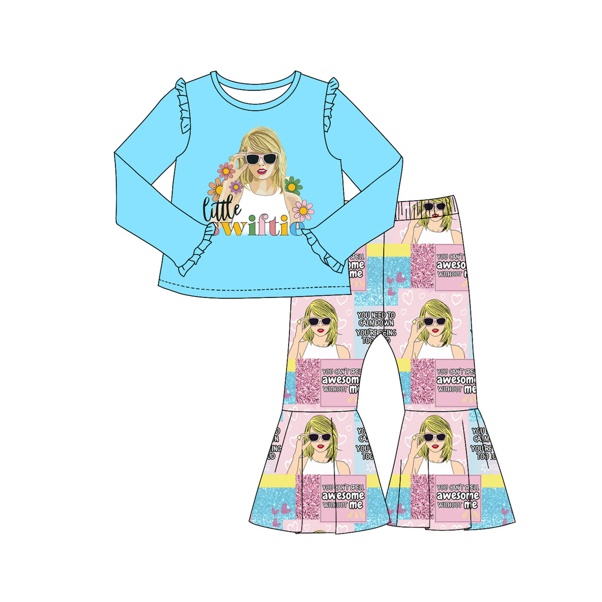 preorder GLP2006 Taylor country singer awesome blue long sleeve pants girls set