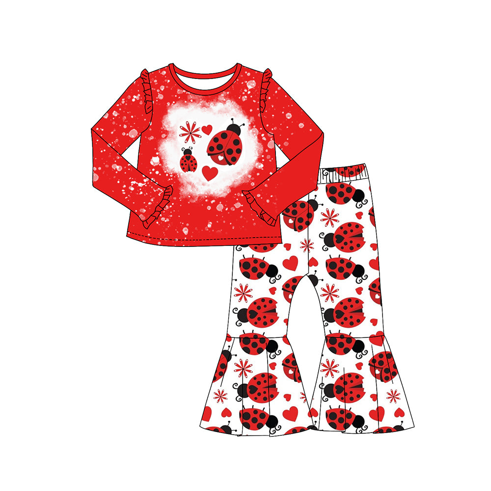 preorder GLP2014 cute seven-spotted ladybug red long sleeve pants girls set
