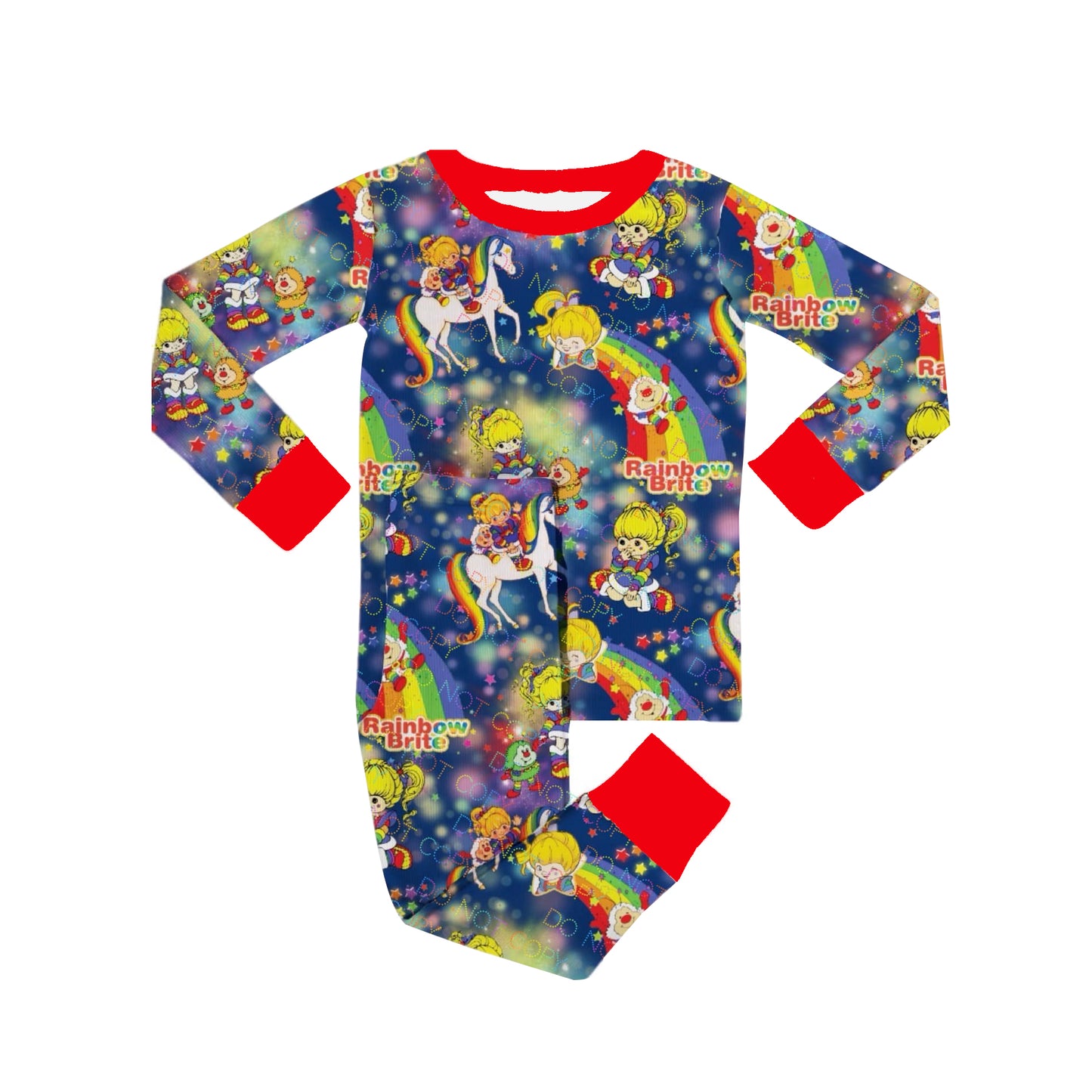 preorder GLP2166 rainbow horse cartoon girl long sleeve pants girls pajamas