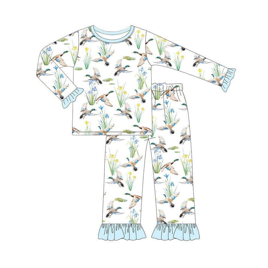 preorder GLP2181 cute mallard duck long sleeve pants girls pajamas