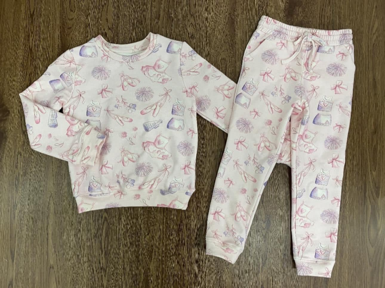 Preorder GLP2256 dance girl dance shoe pink long sleeve pants girls set