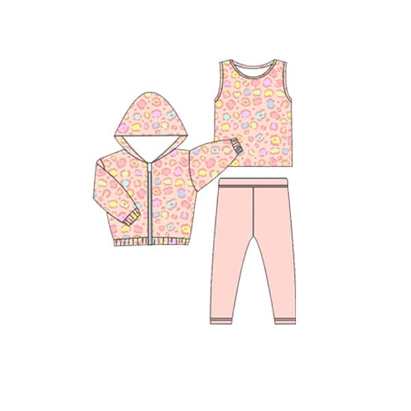 preorder GLP2310 Pink Leopard Girls Set + Hoodie Coat 2PC Set