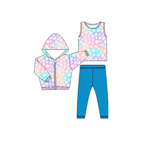 preorder GLP2312 Colorful Leopard Girls Set + Hoodie Coat 2PC Set