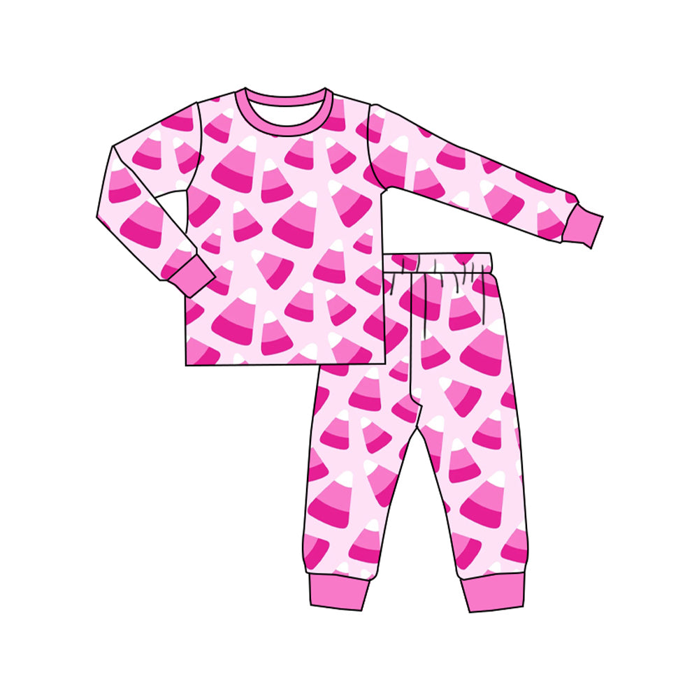 preorder GLP2335 Halloween candy hot pink long sleeve pants girls pajamas