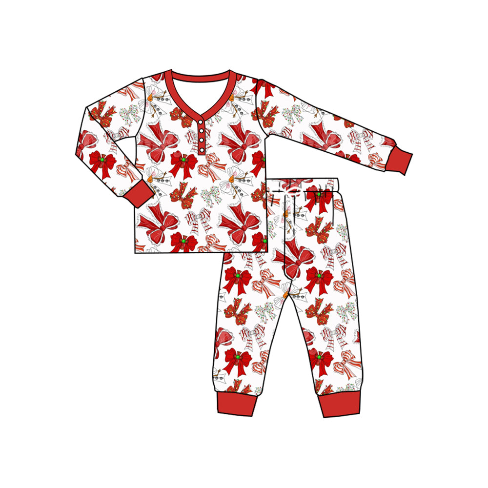 preorder GLP2343 Christmas red bows long sleeve pants adult women pajamas