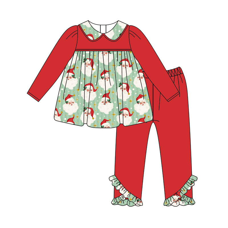 preorder GLP2421 Christmas Santa red long sleeve red pants girls set