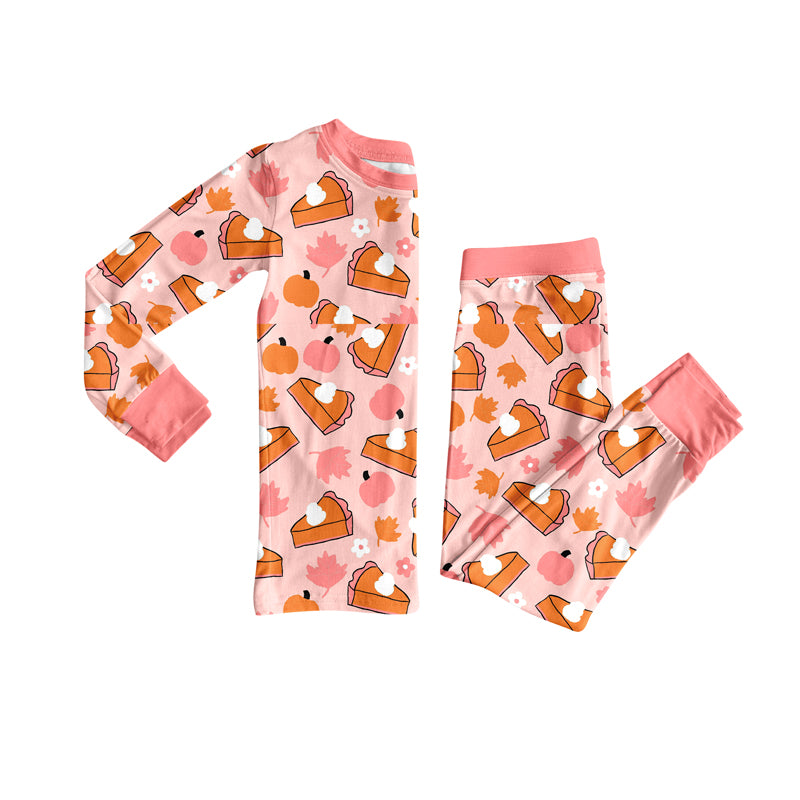 preorder GLP2425 Autumn pumpkin pie pink long sleeve pants girls pajamas