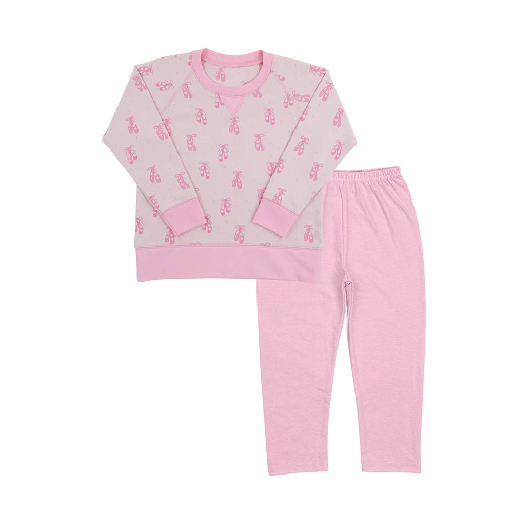 preorder GLP2515 dance girl dance shoe pink long sleeve pink pants girls set