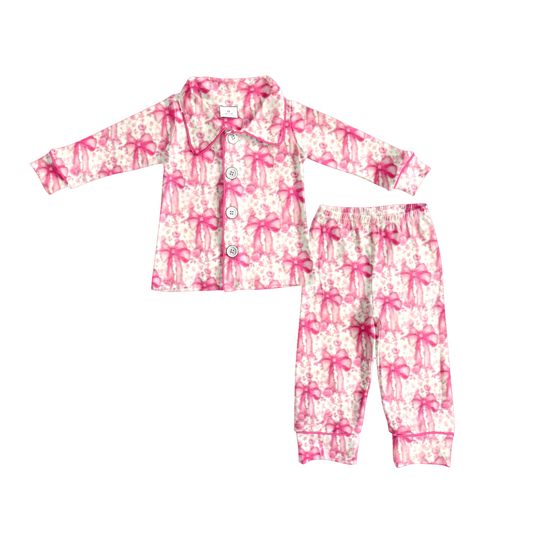 preorder GLP2668 pink bows long sleeve pants girls pajamas