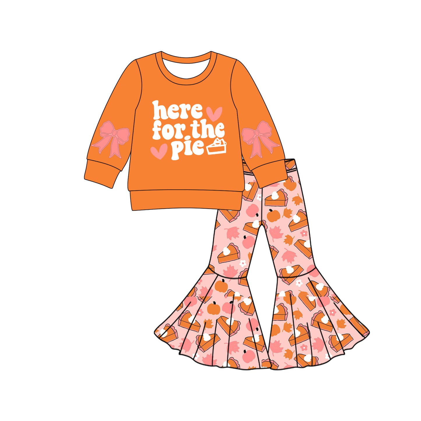 preorder GLP2707 here for the pie bows orange long sleeve pink pants girls set
