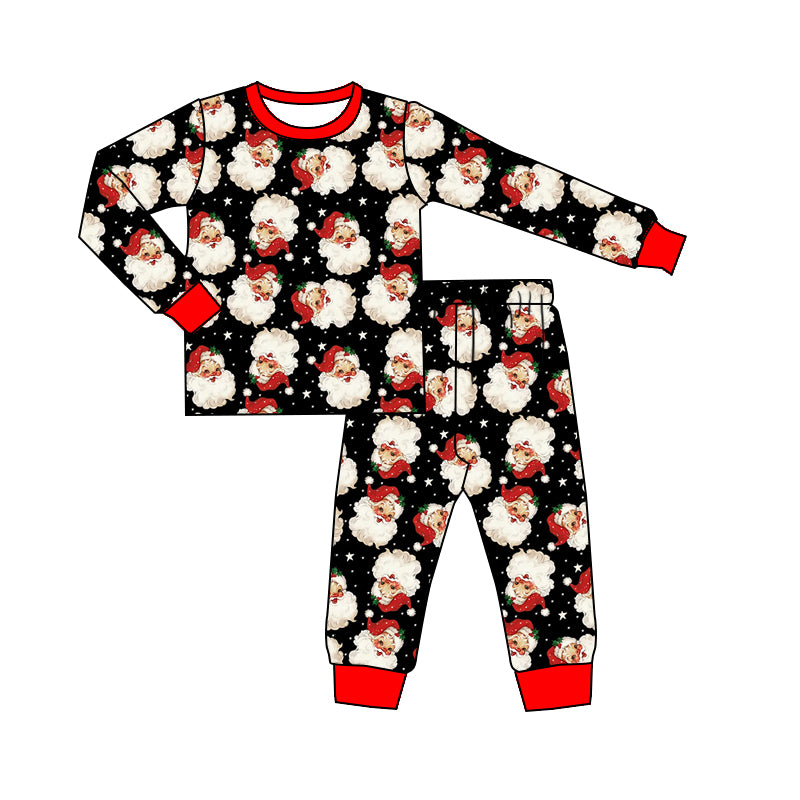preorder GLP2753 Christmas Santa red black long sleeve pants girls pajamas