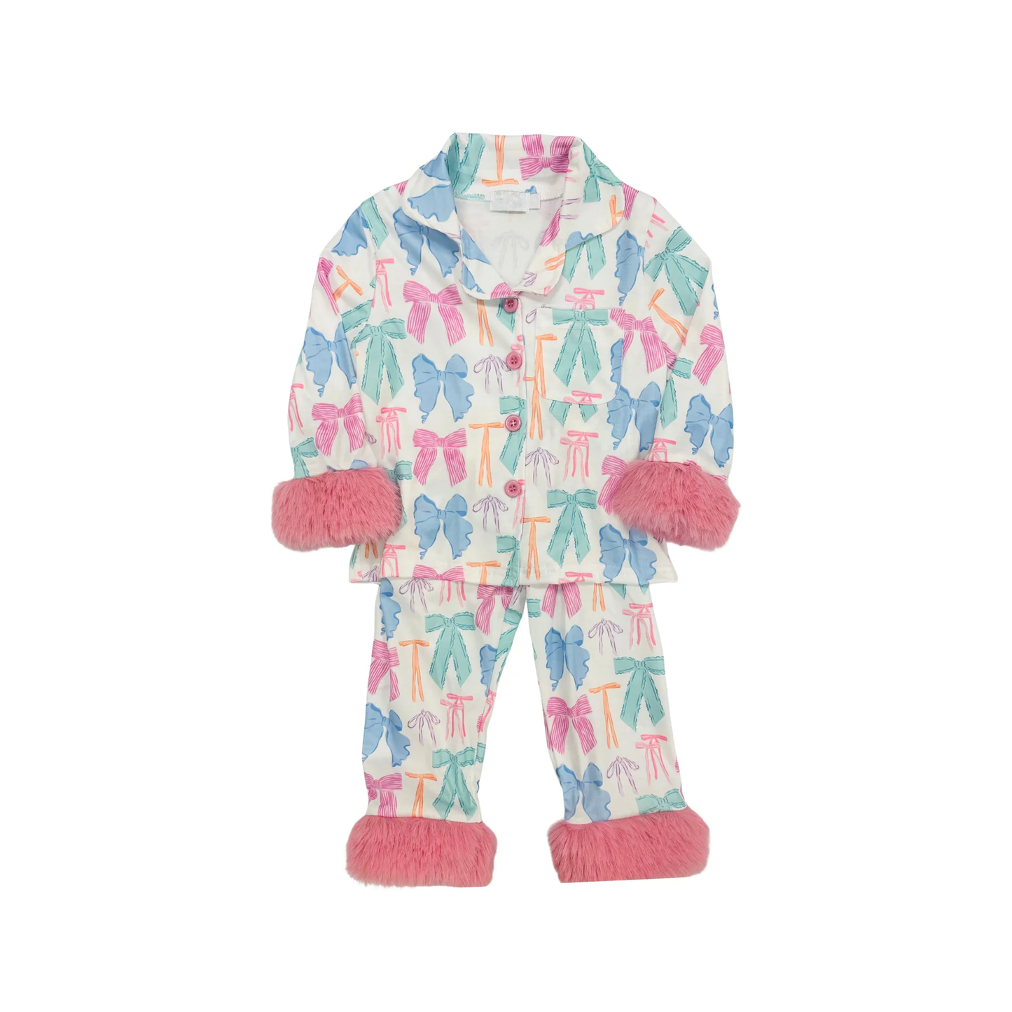 preorder GLP2767 colorful bows coquette bows fur long sleeve pants girls pajamas