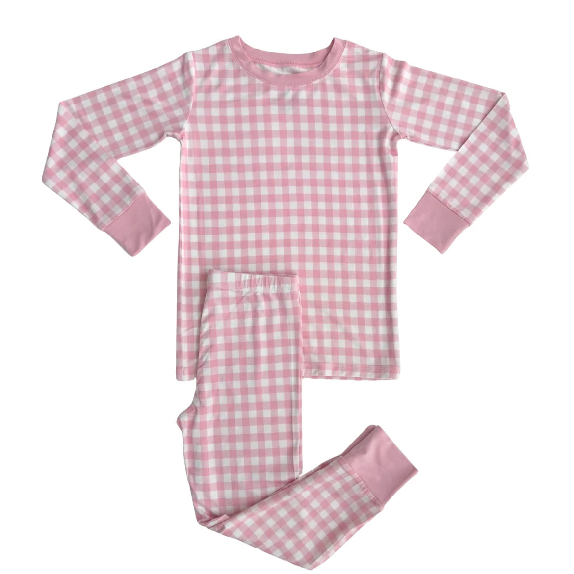 preorder GLP2798 pink checkered long sleeve pants girls pajamas