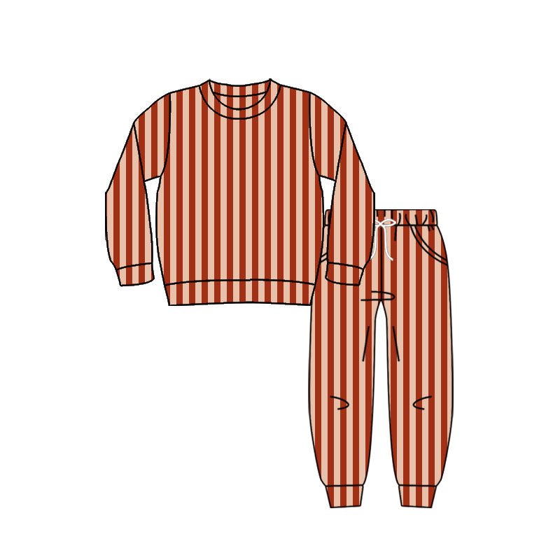 preorder GLP2801 red striped long sleeve pants girls set