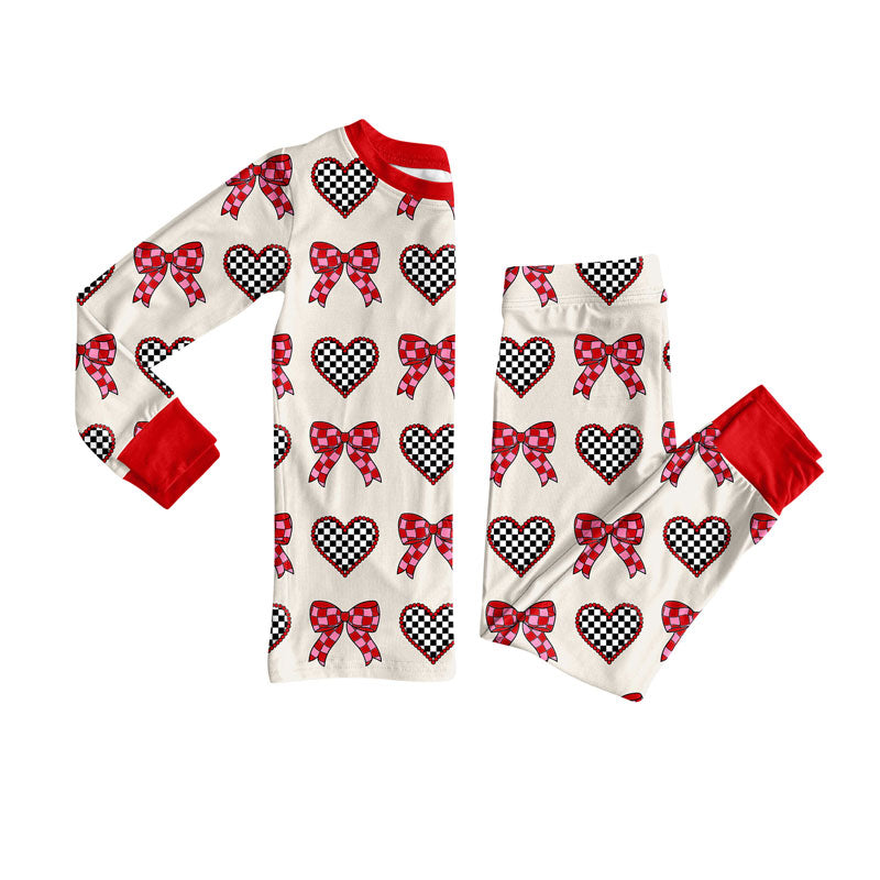 preorder GLP2903 Valentine's Day heart bows long sleeve pants girls pajamas