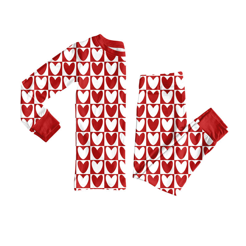 preorder GLP2914 Valentine's Day heart red long sleeve pants girls pajamas