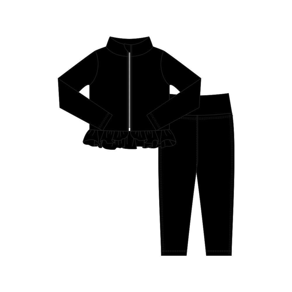 preorder GLP3006 yoga black zipper long sleeve pants girls set