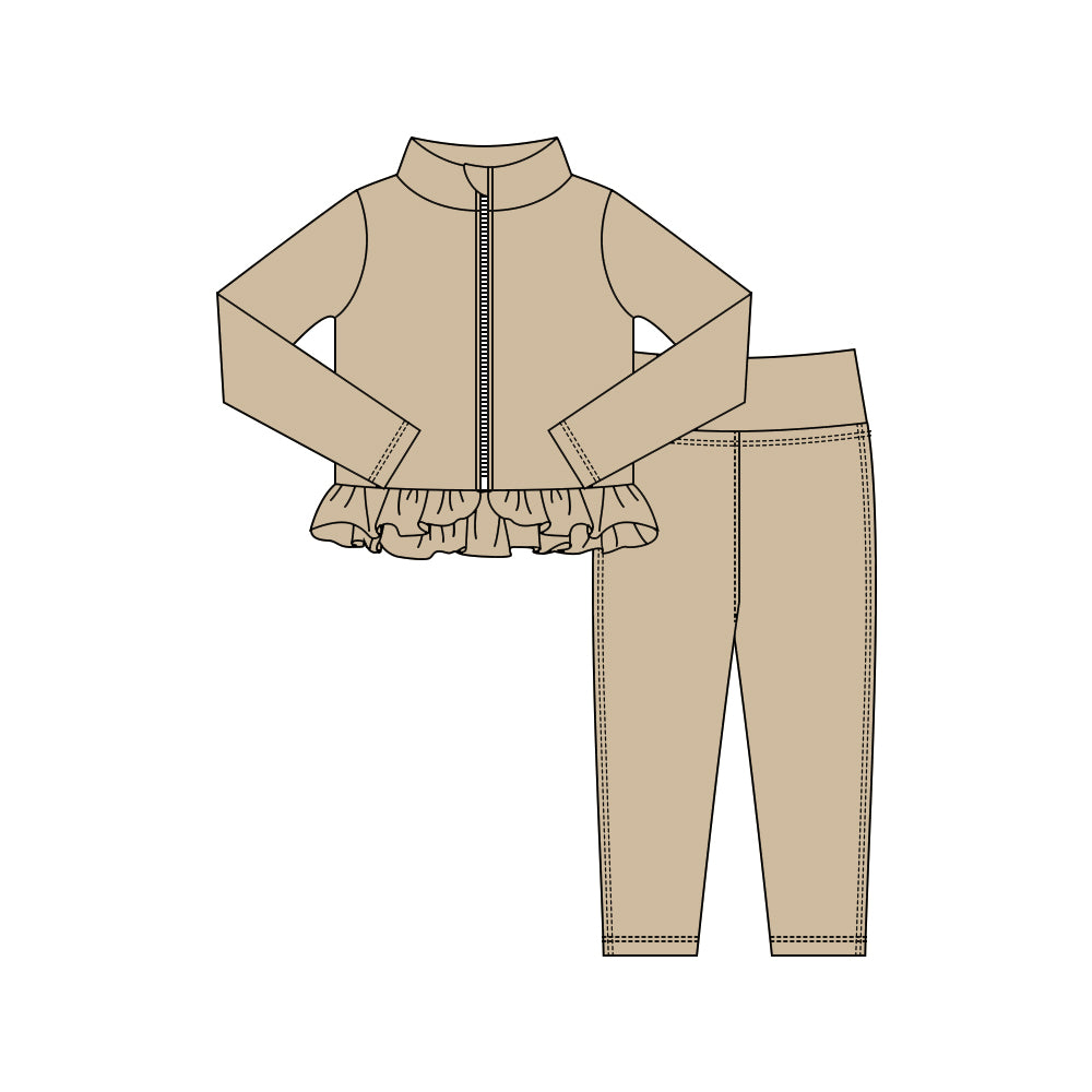 preorder GLP3011 yoga khaki zipper long sleeve pants girls set