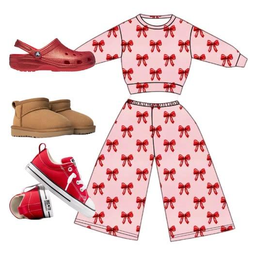 preorder GLP3020 red bows pink long sleeve pants girls set
