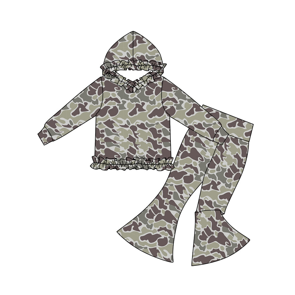 preorder GLP3074 hunting camo hoodie long sleeve pants girls set