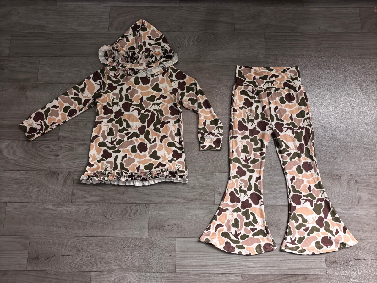 preorder Samples GLP3079 hunting camo hoodie long sleeve pants girls set