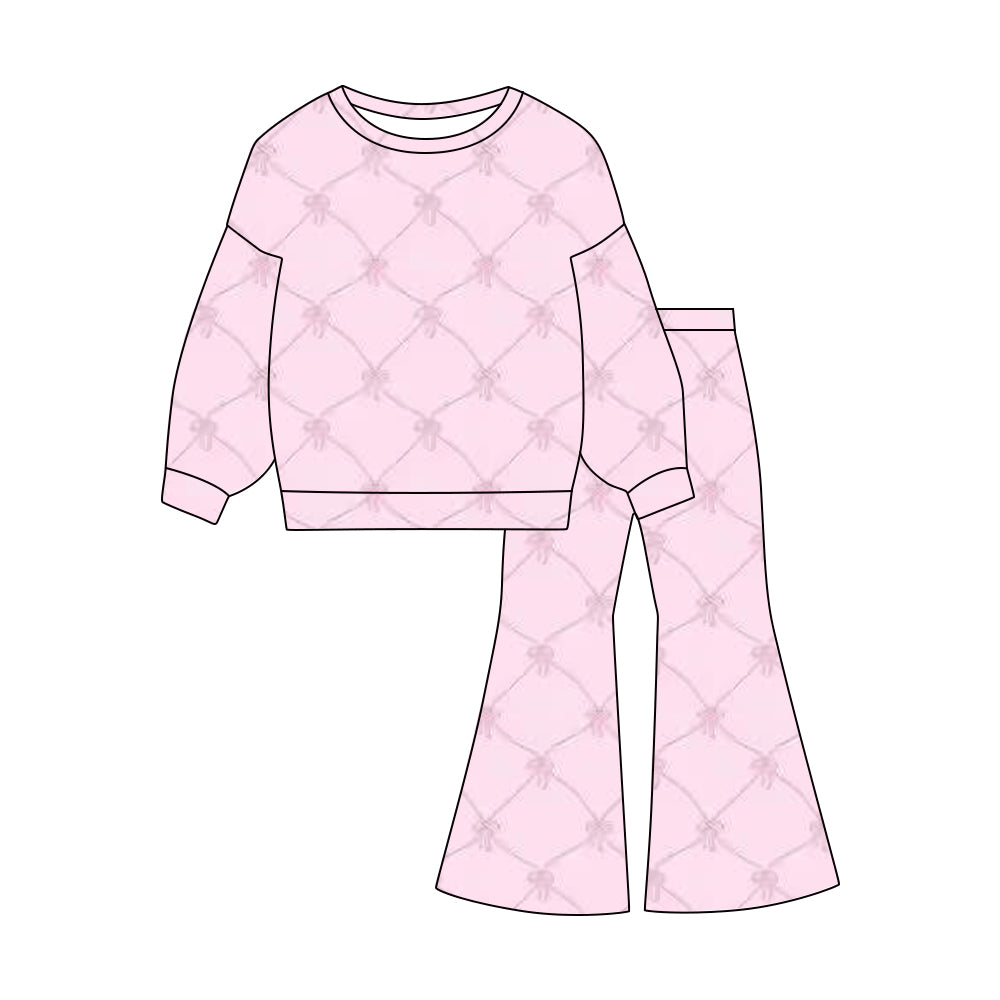 preorder GLP3099 Pink Heart Zipper Long Sleeve Pants Girls Set