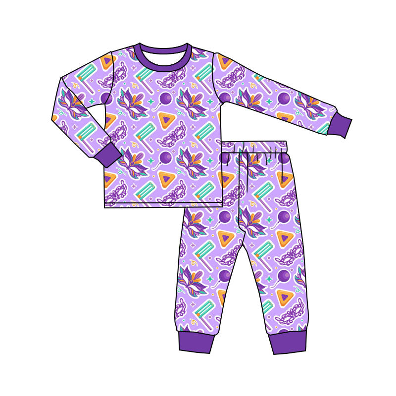 preorder GLP3115 Mardi Gras Purple Long Sleeve Pants Girls Pajamas
