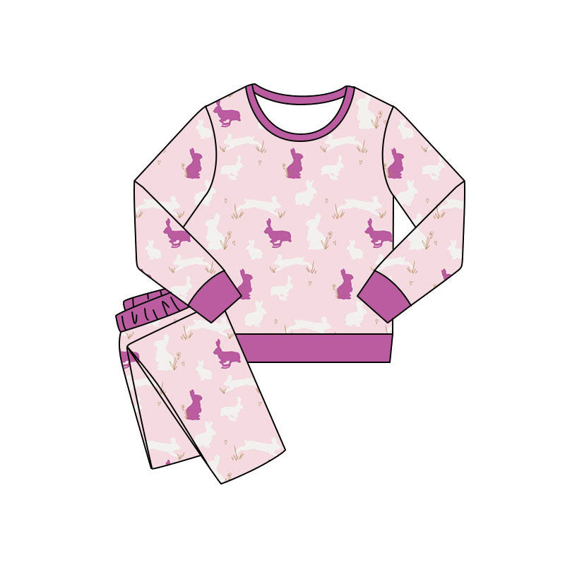 preorder GLP3145 Easter Bunny Rabbit Purple Long Sleeve Pants Girls Pajamas