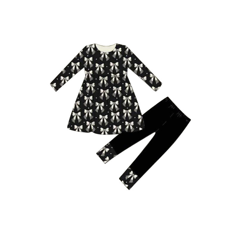 preorder GLP3163 Black Bows Long Sleev Pants Girls Set