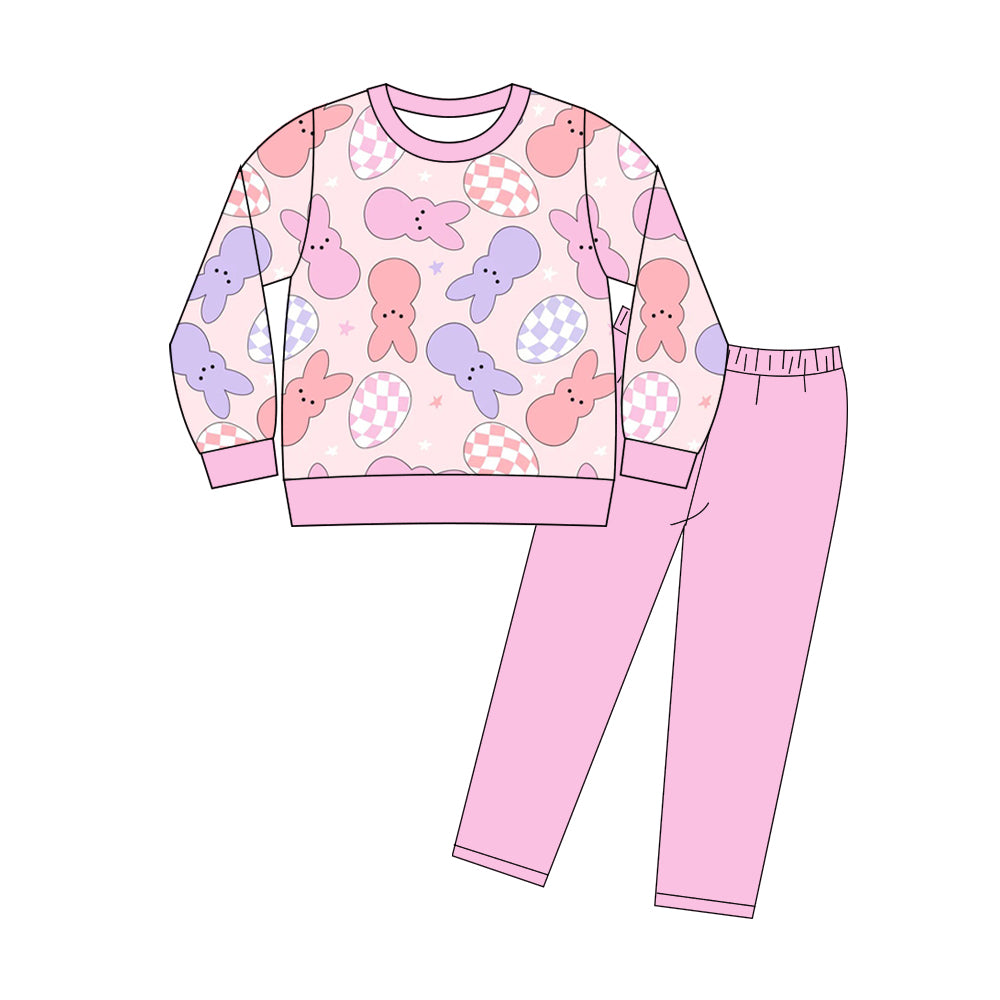 preorder GLP3189 Easter Rabbit Bunny Egg Long Sleeve Pink Pants Girls Set