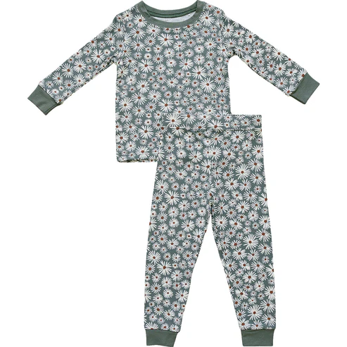 preorder GLP3199 Flowers Floral Green Long Sleeve Pants Girls Pajamas