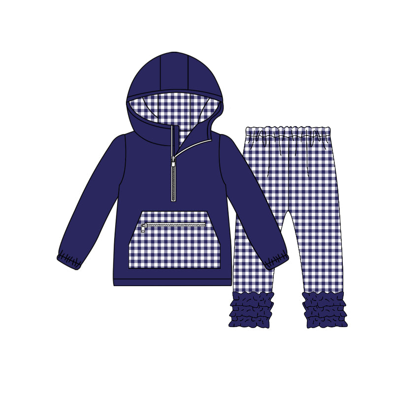 preorder GLP3212 Purple Pocket Zipper Hoodie Long Sleeve Pants Girls Set