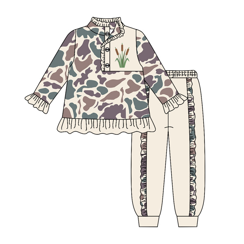 preorder GLP3308 Hunting Camo Reed Long Sleeve Pants Girls Set