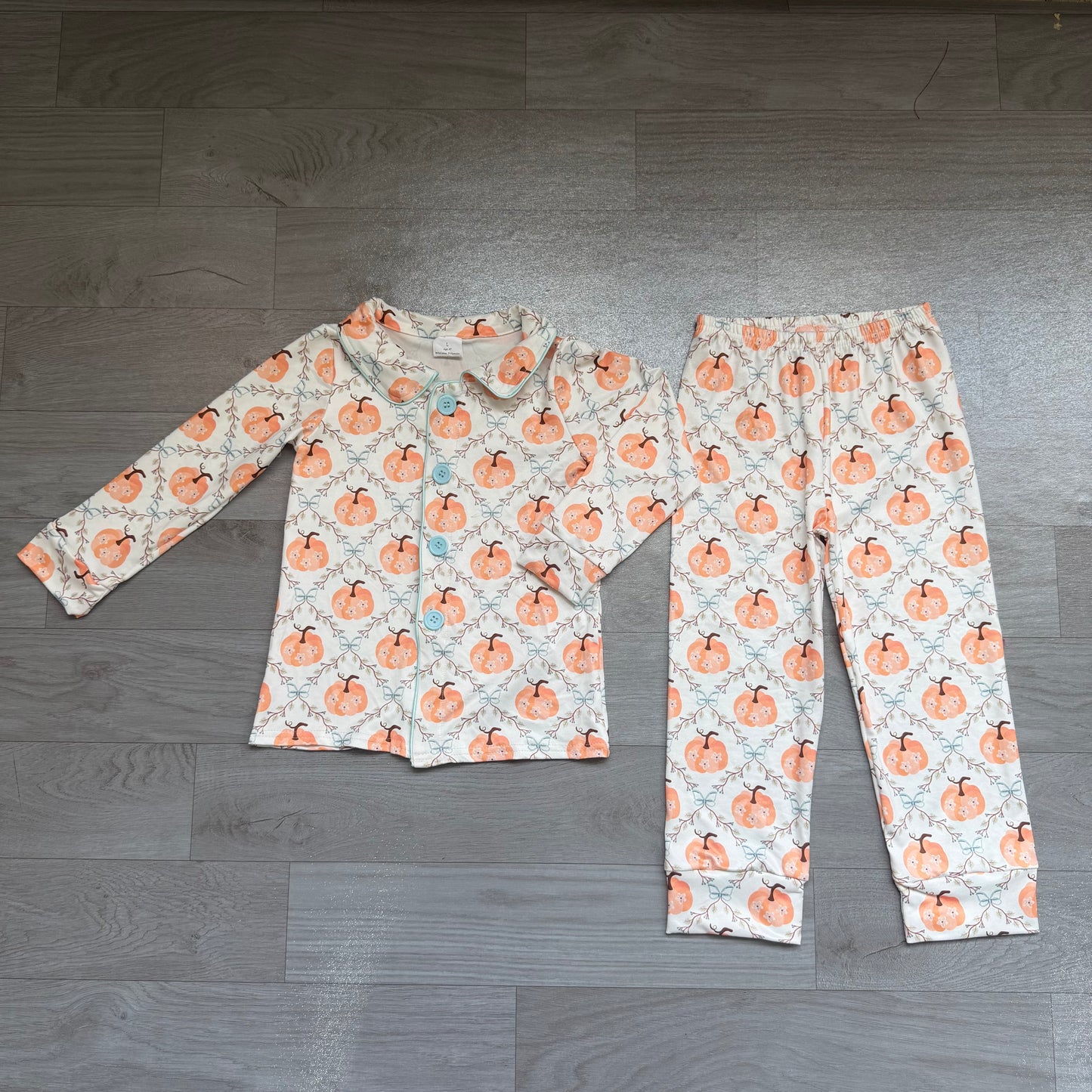preorder Sampels GLP3338 Fur Pumpkin Blue Long Sleeve Pants Girls Pajamas