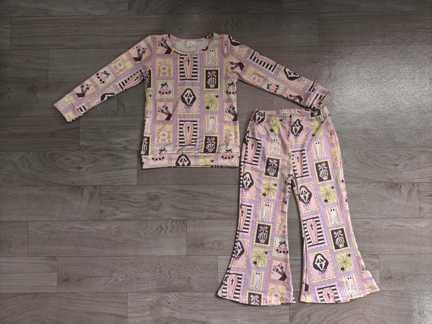 preorder Samples GLP3402 Halloween Spooky Purple Long Sleeve Pants Girls Set