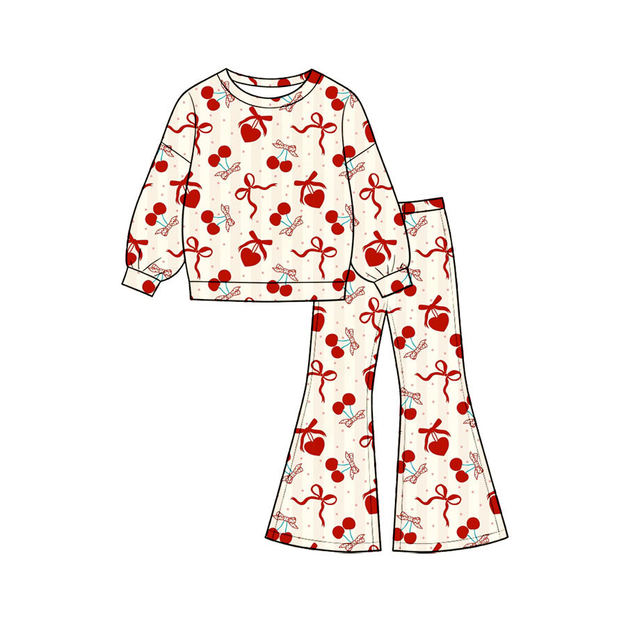 preorder GLP3636 Valentine's Day Heart Cherry Long Sleeve Pants Girls Set