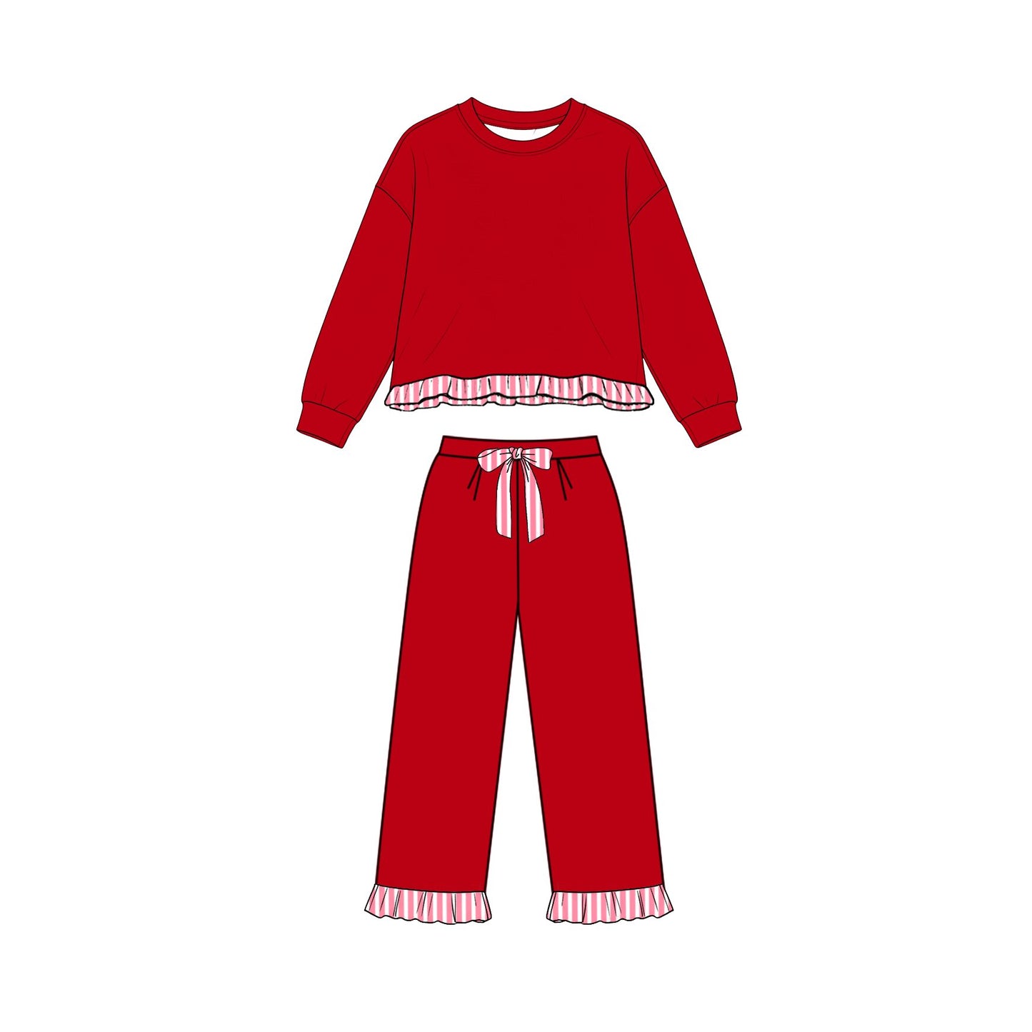 preorder GLP3648 Sweatshirt Red Long Sleeve Pants Girls Set