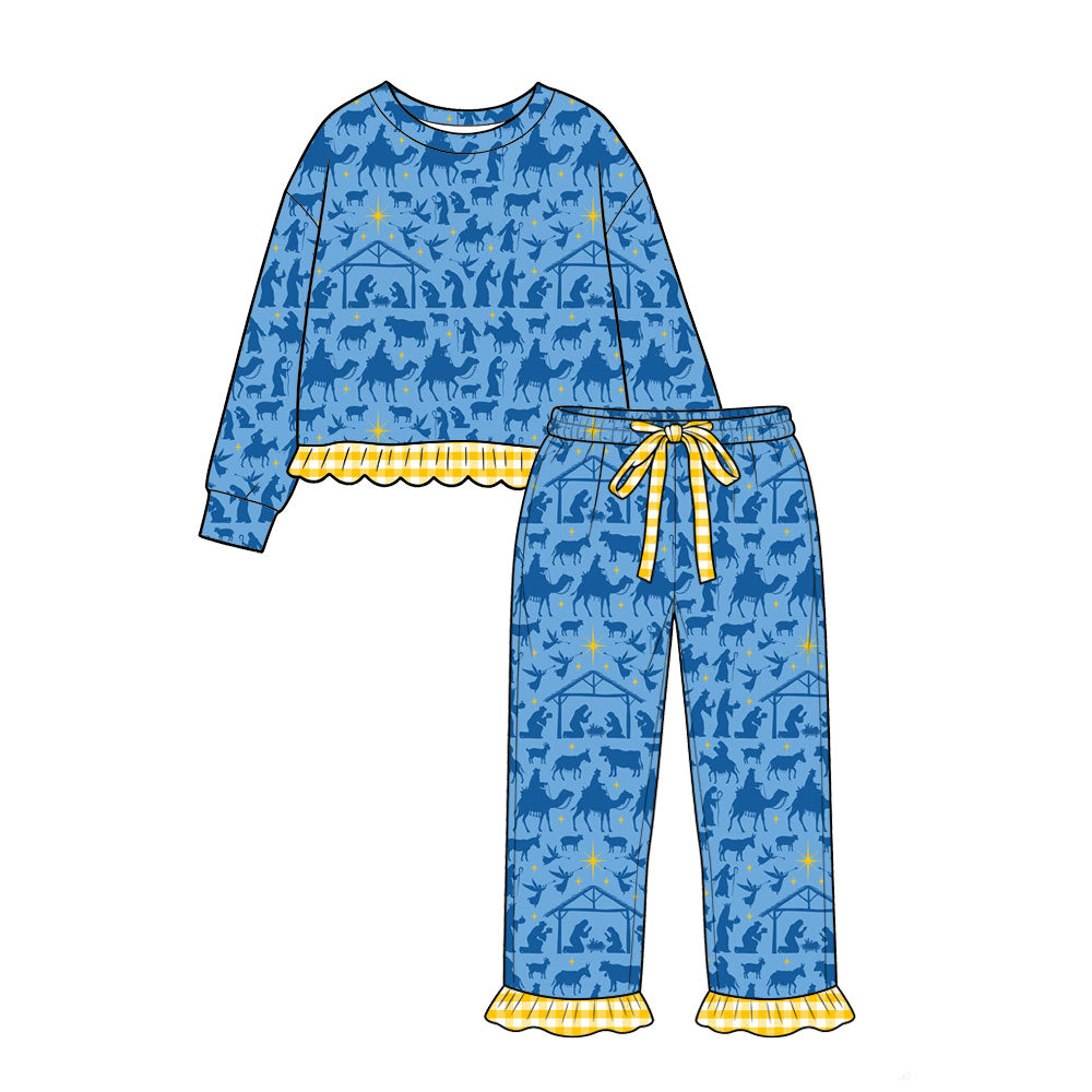 preorder GLP3658 The Nativity Story Blue Long Sleeve Pants Girls Set