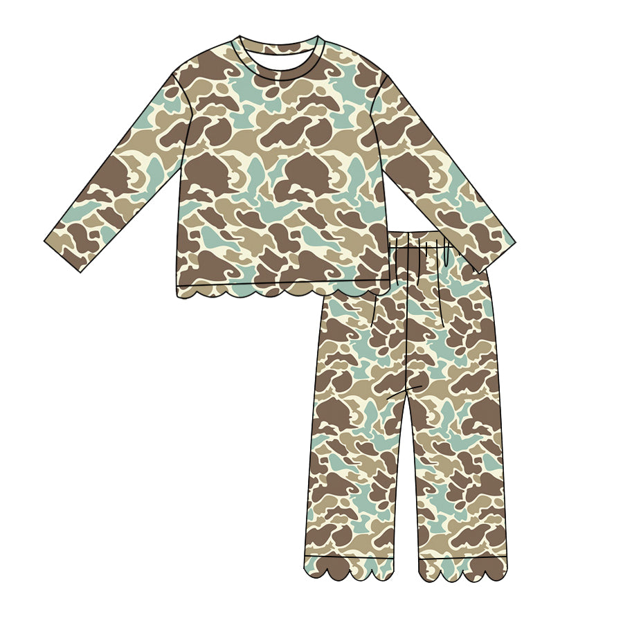 preorder GLP3663 Hunting Camo Long Sleeve Pants Girls Set