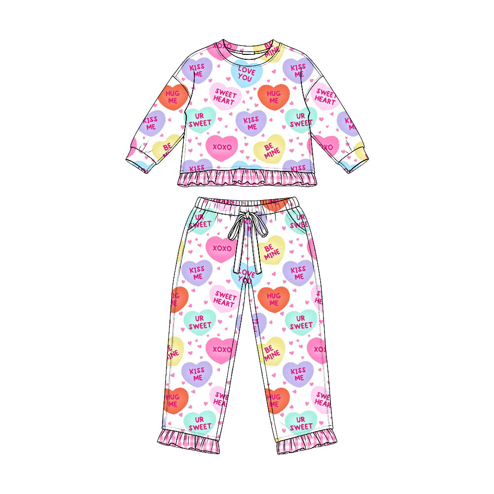 preorder GLP3676 Valentine's Day Heart Sweet Heart Long Sleeve Pants Girls Set