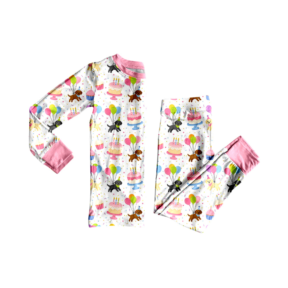 preorder GLP3683 Happy Birthday Cake Pink Long Sleeve Pants Girls Set