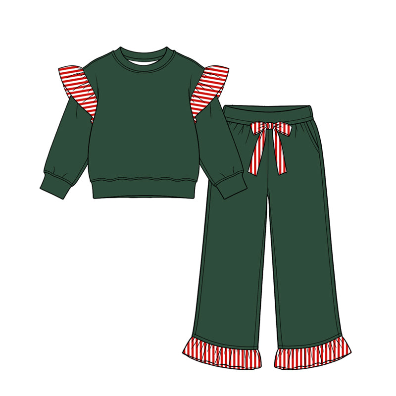 preorder GLP3703 Green Long Sleeve Pants Girls Set