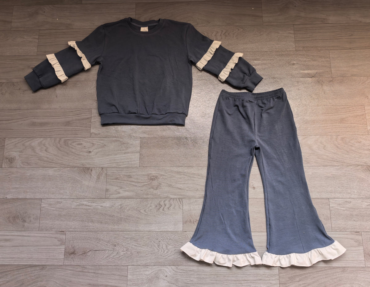 preorder Samples GLP3720 Navy Blue Long Sleeve Pants Girls Set
