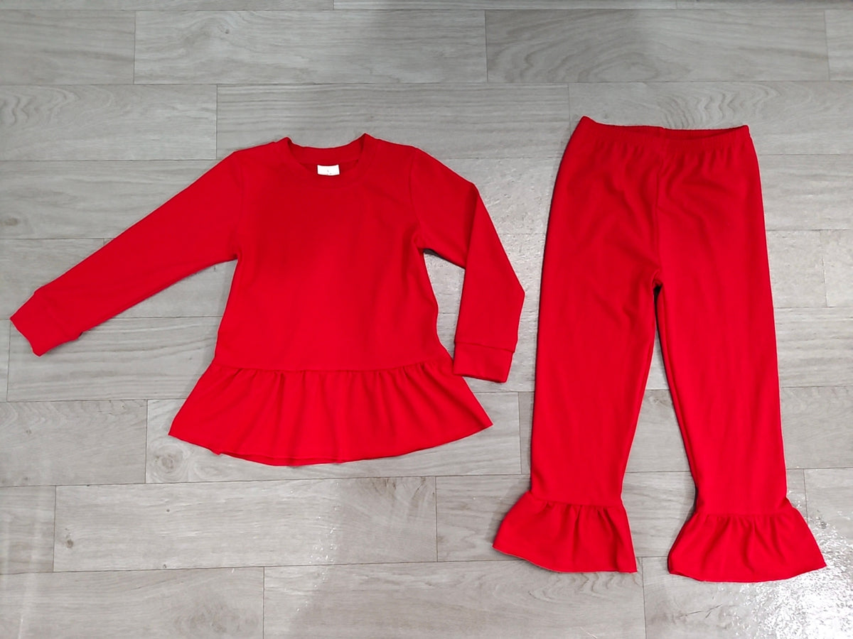 preorder Samples GLP3749 Red Long Sleeve Pants Girls Set