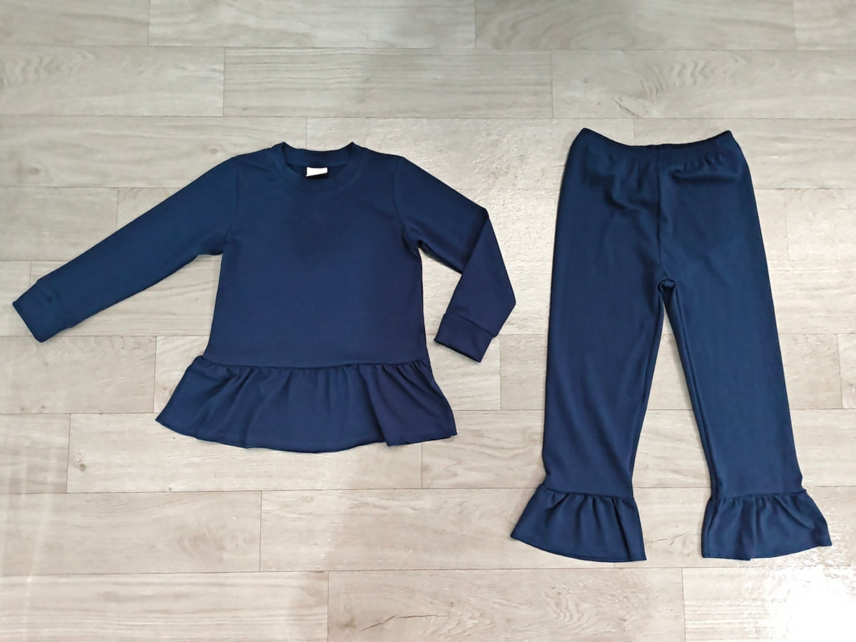 preorder Samples GLP3750 Navy Blue Long Sleeve Pants Girls Set